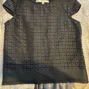 Max Studio black lazercut to with cap sleeve